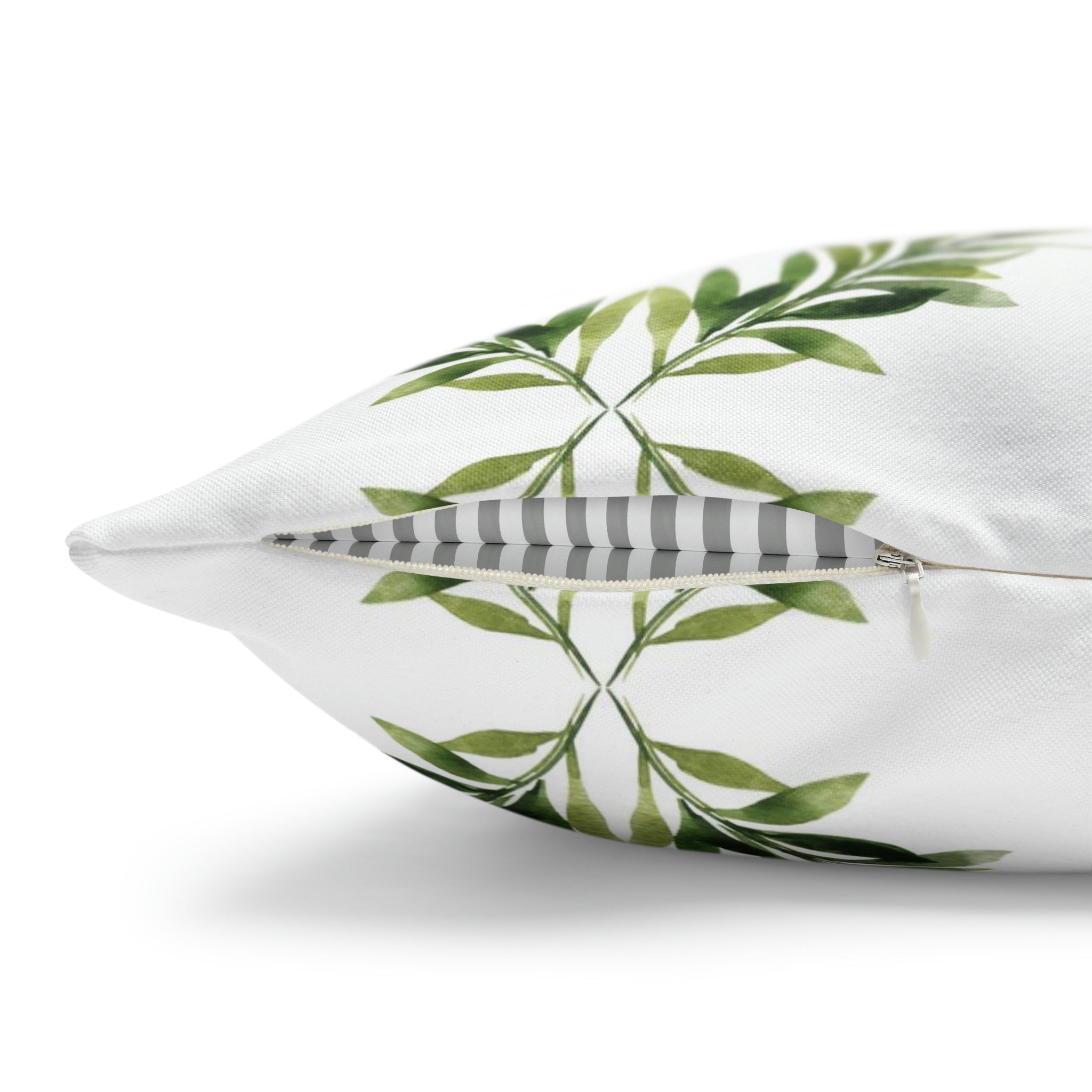 Floral Pillow Cover | Sage Green Leaves, White