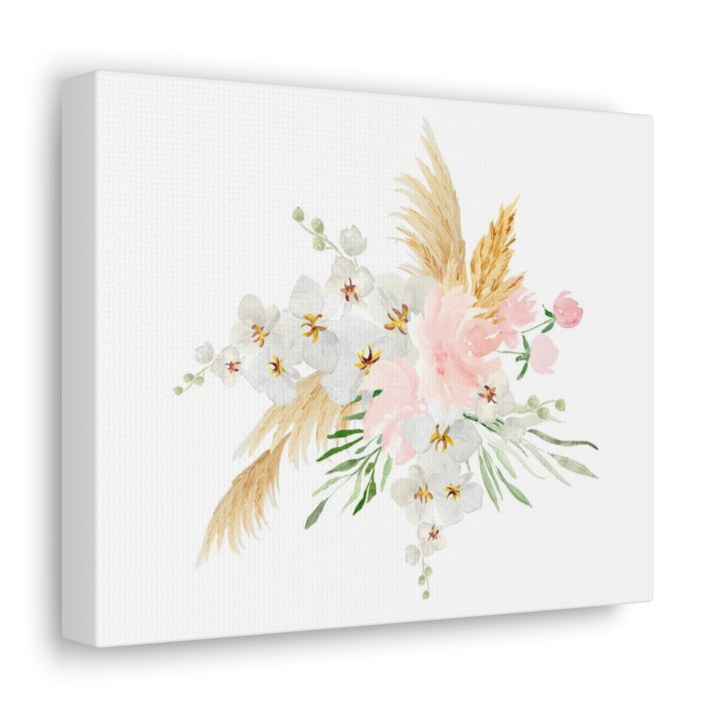 Floral Canvas Wall Art | White Tropical Floral