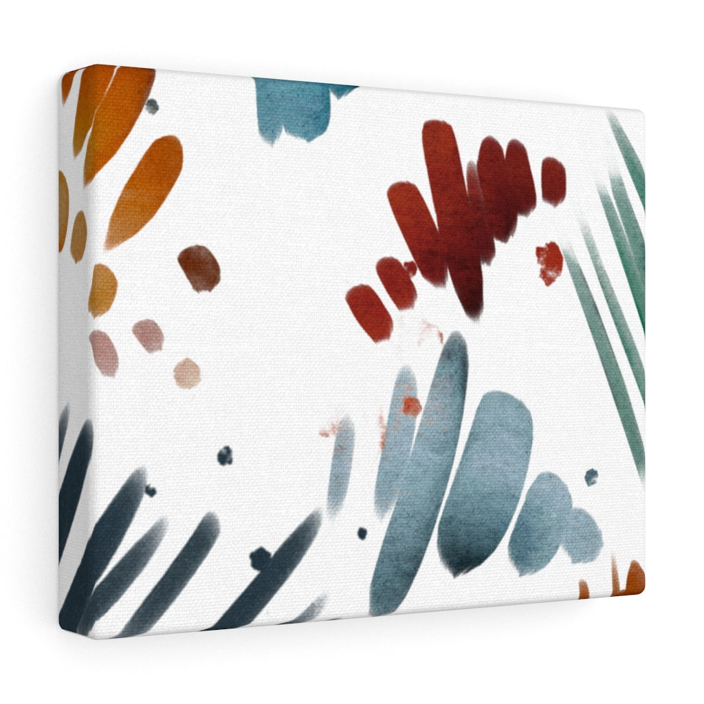 Abstract Canvas Art | White Dusty Blue Green Rust Yellow