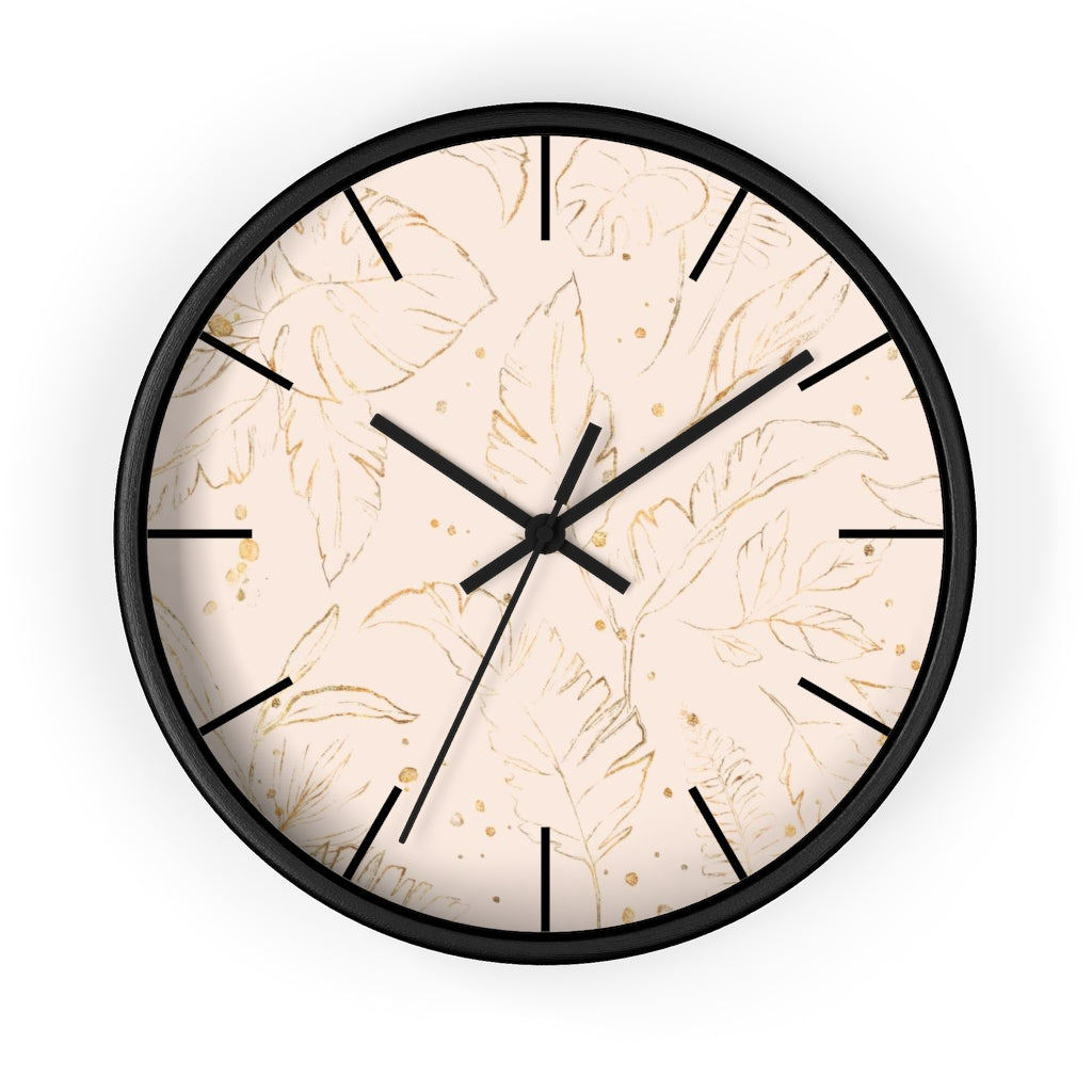Floral 10" Wood Wall Clock | Blush Pink Gold