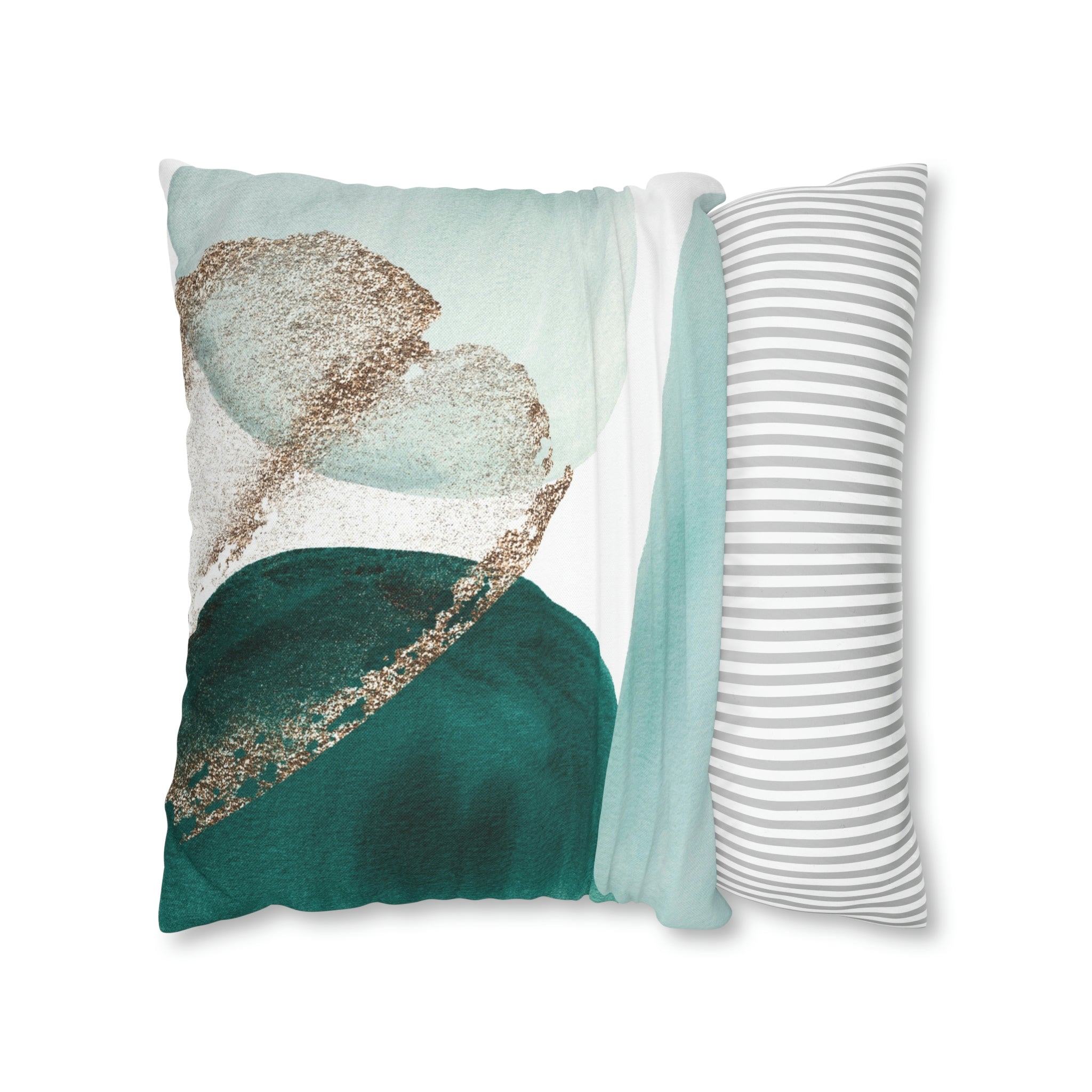 Abstract Boho Pillow Cover | Green Teal Gold