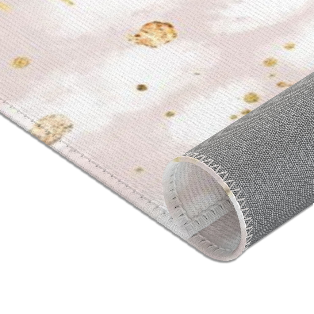 Boho Area Rug | Blush Pink White Gold