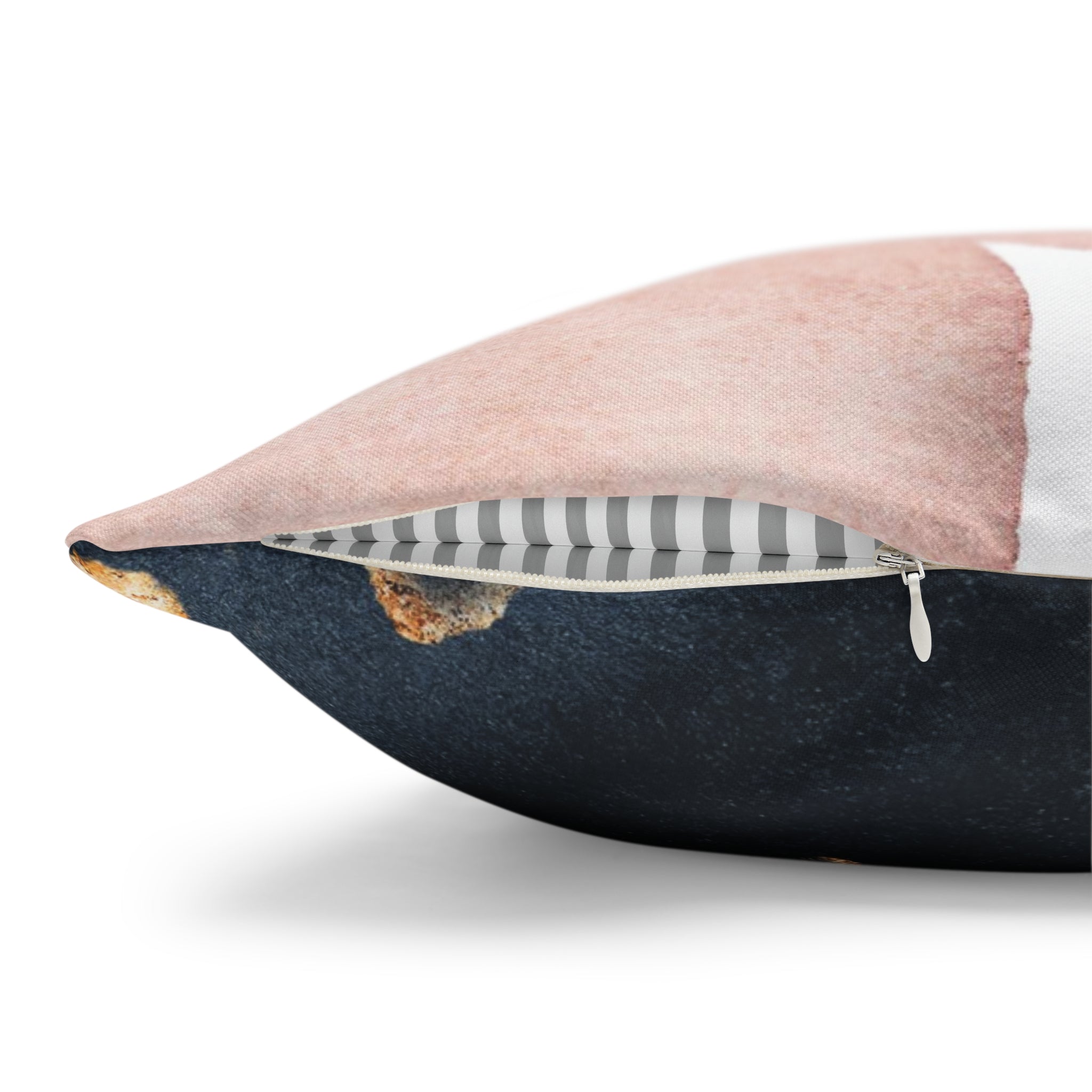 Boho Pillow Cover | Abstract Navy Blue, Blush Pink White