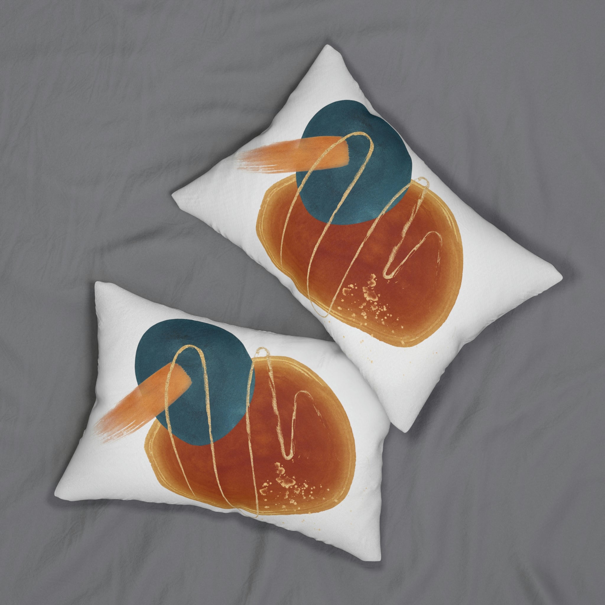 Abstract Lumbar Pillow | Rust Blue White