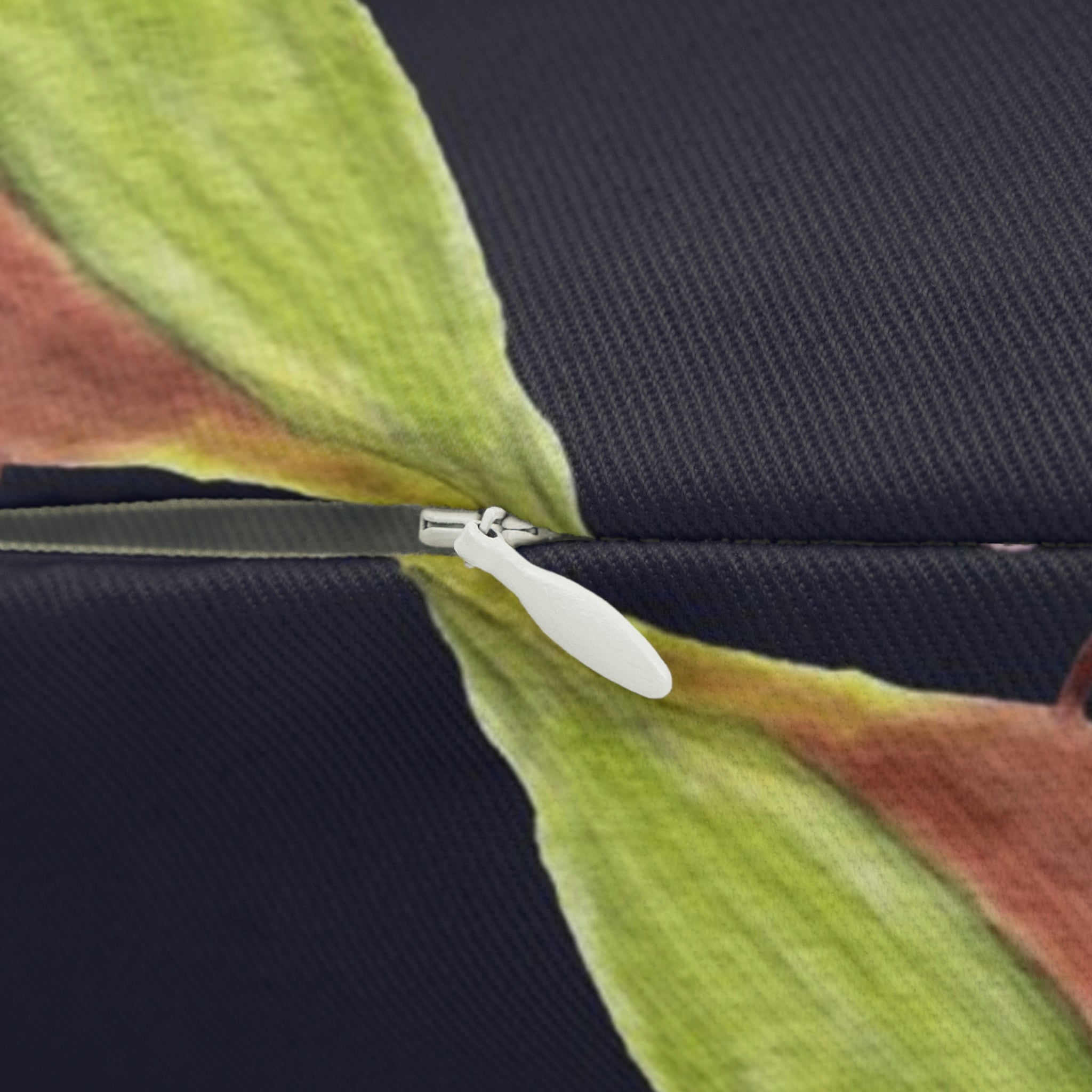 Sakura Lumbar Pillow | Pink Floral, Green Bird, Black