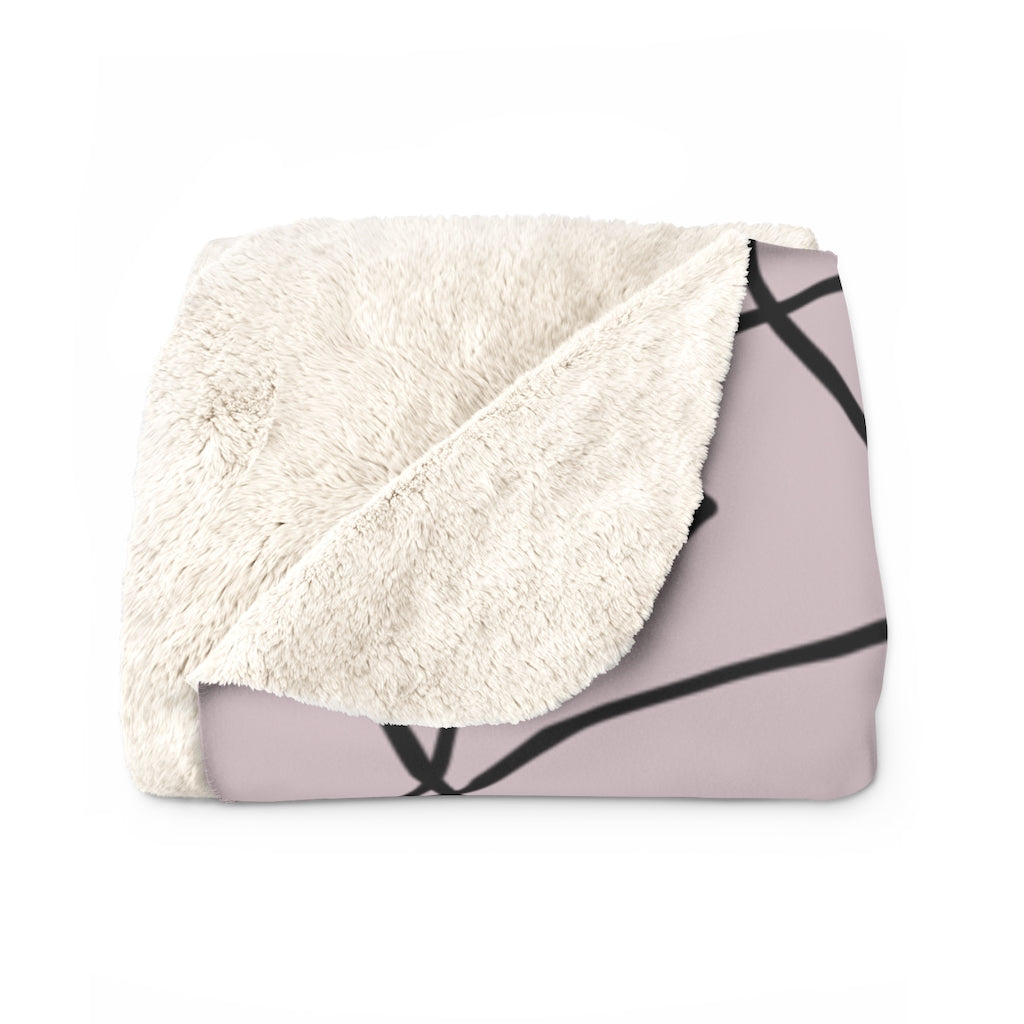 Black Dusty Pink, One Line Art, Floral Blanket
