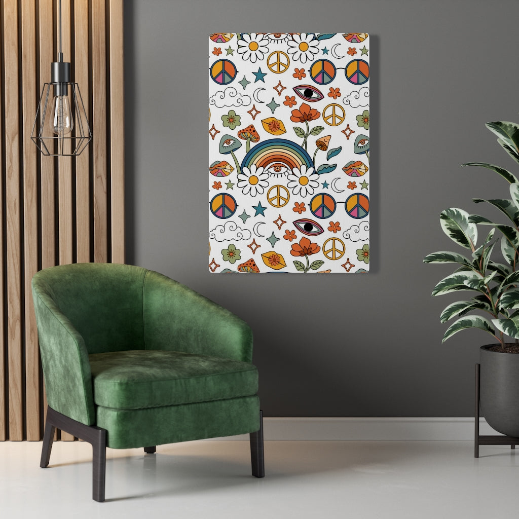 RETRO WALL CANVAS ART | Rainbow White