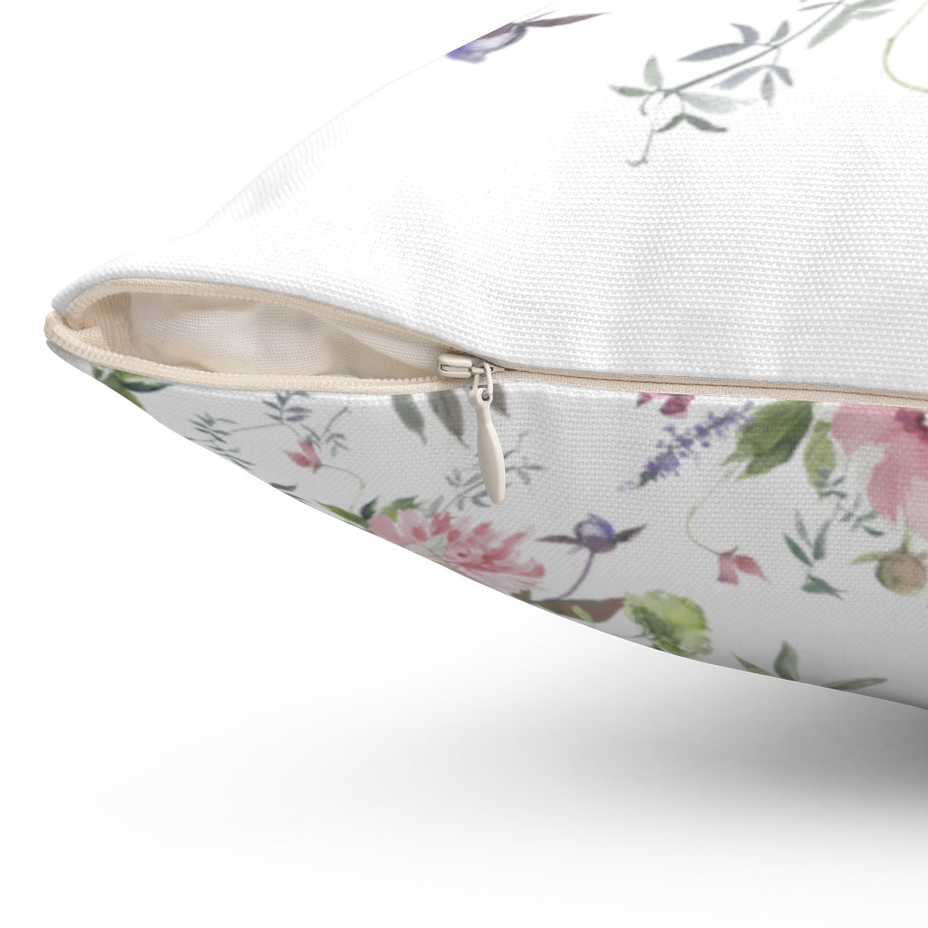 Floral Boho Pillow Cover | White Pastel Lavender Pink Green