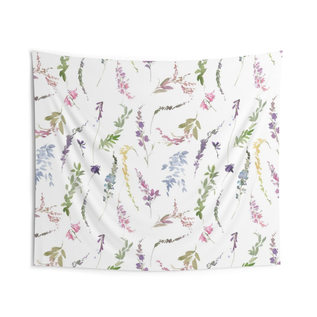 Floral Tapestry | Pastel Rainbow White Spring Flowers