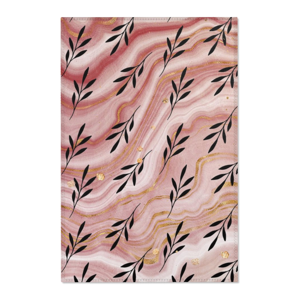 Floral Area Rug | Mauve black Gold Beige