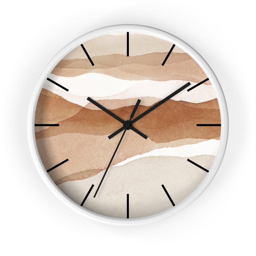 Wood, Wall Clock, Beige Brown 10"