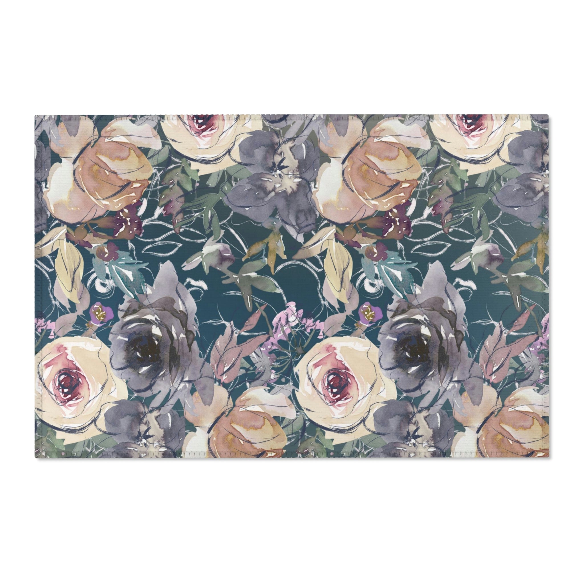 Floral Area Rug | Earthy Beige Navy