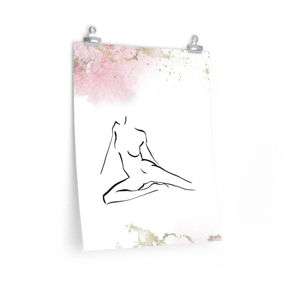 Female Art | White Art Print | Pink Ombre Poster