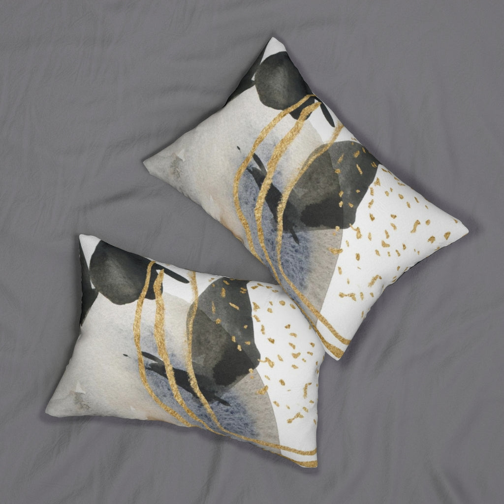 Abstract Lumbar Pillow | Black Beige Gold
