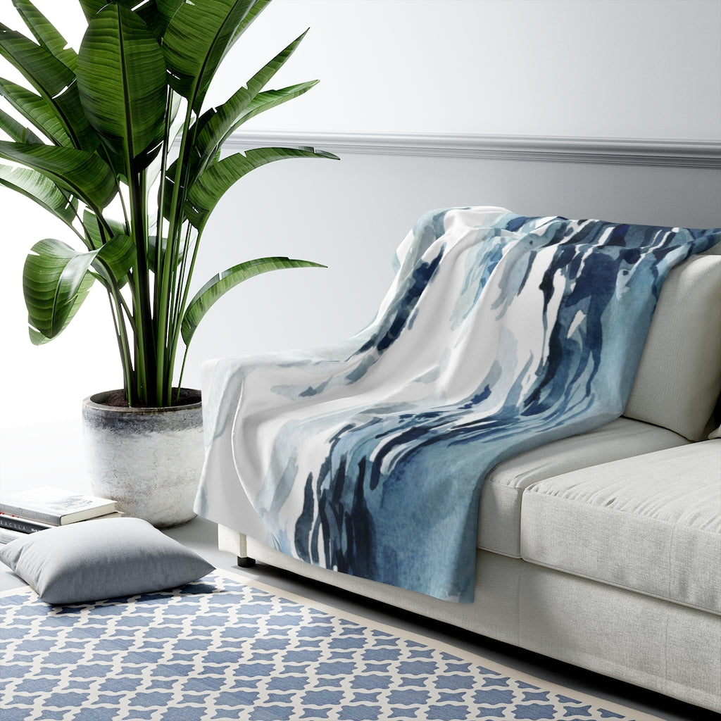 Ocean Waves Blanket | Dusty Blue