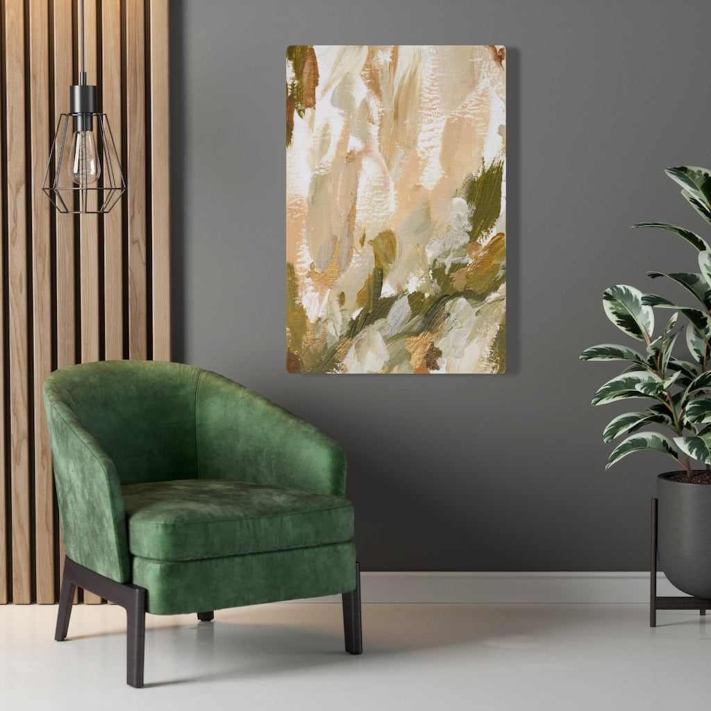 Abstract Canvas Art | Brown White Beige Green