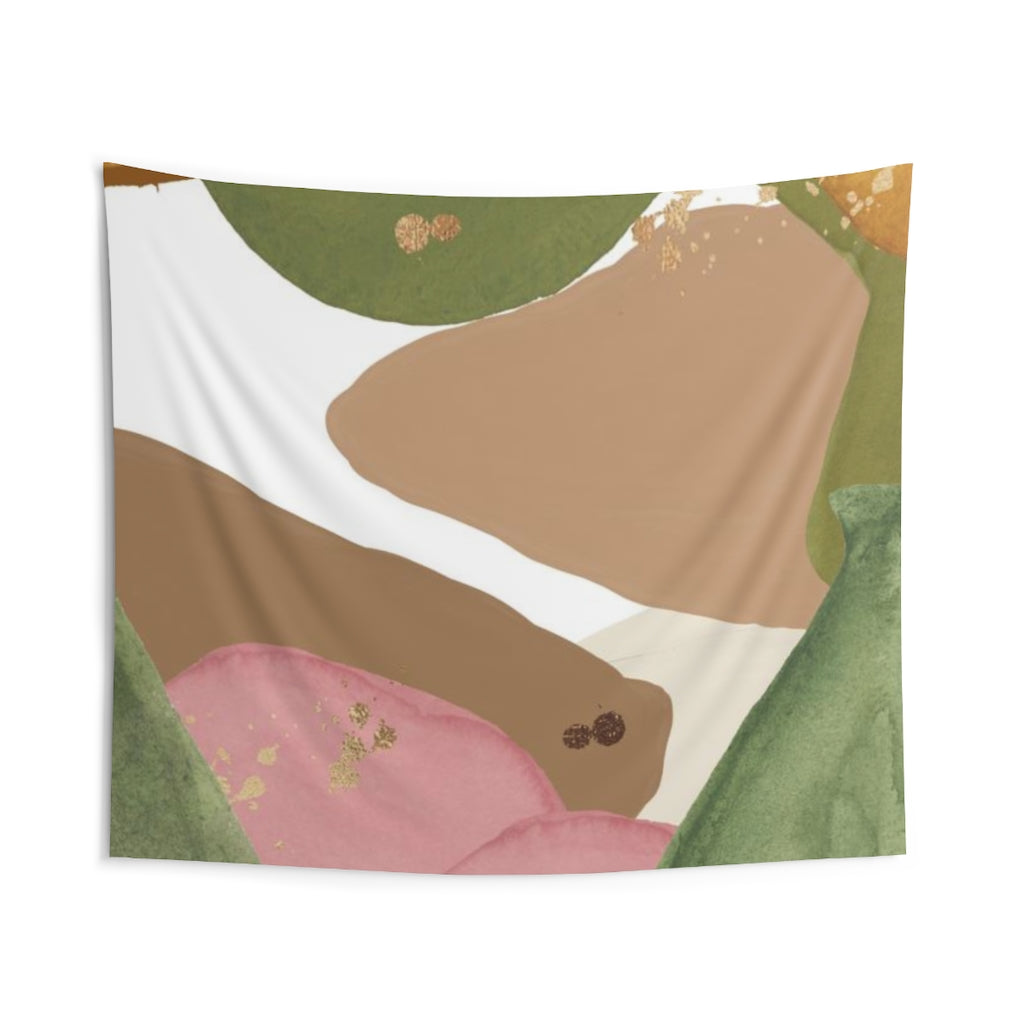 Abstract Tapestry | Pink Green White Beige