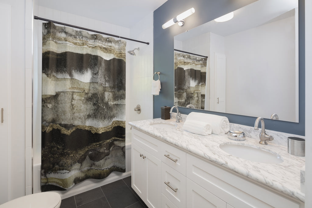 Abstract Shower Curtain | Black Gold