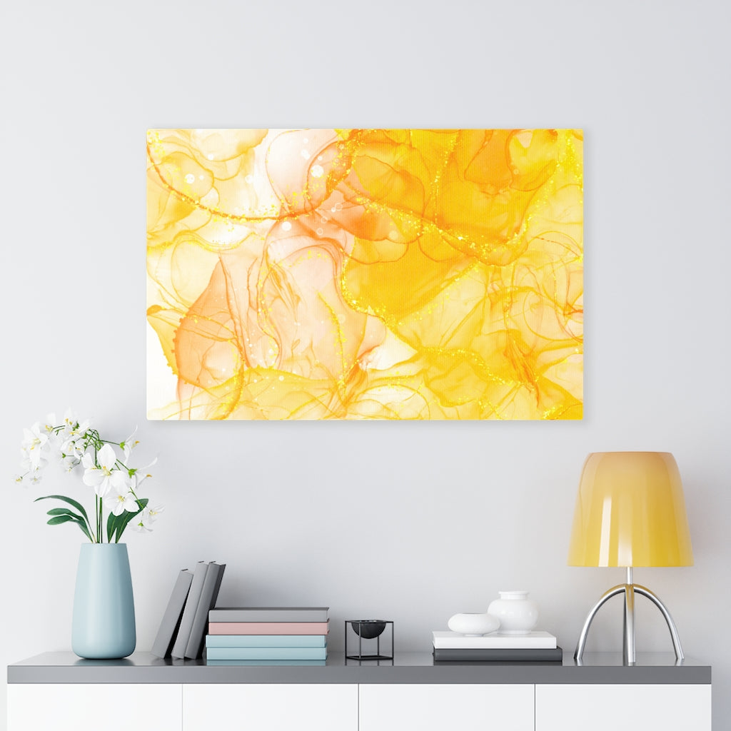 Abstract Canvas Art | Canary Yellow White
