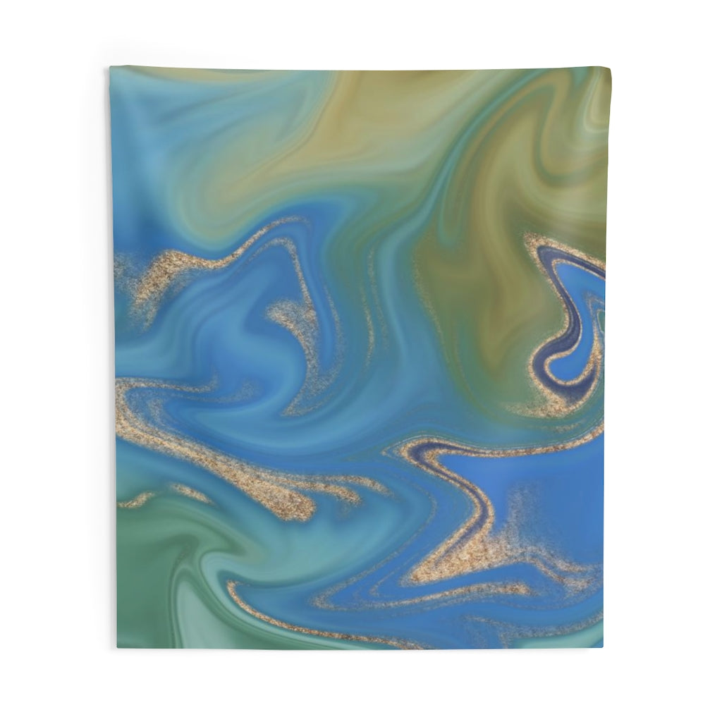 Abstract Tapestry | Royal Blue Green Gold