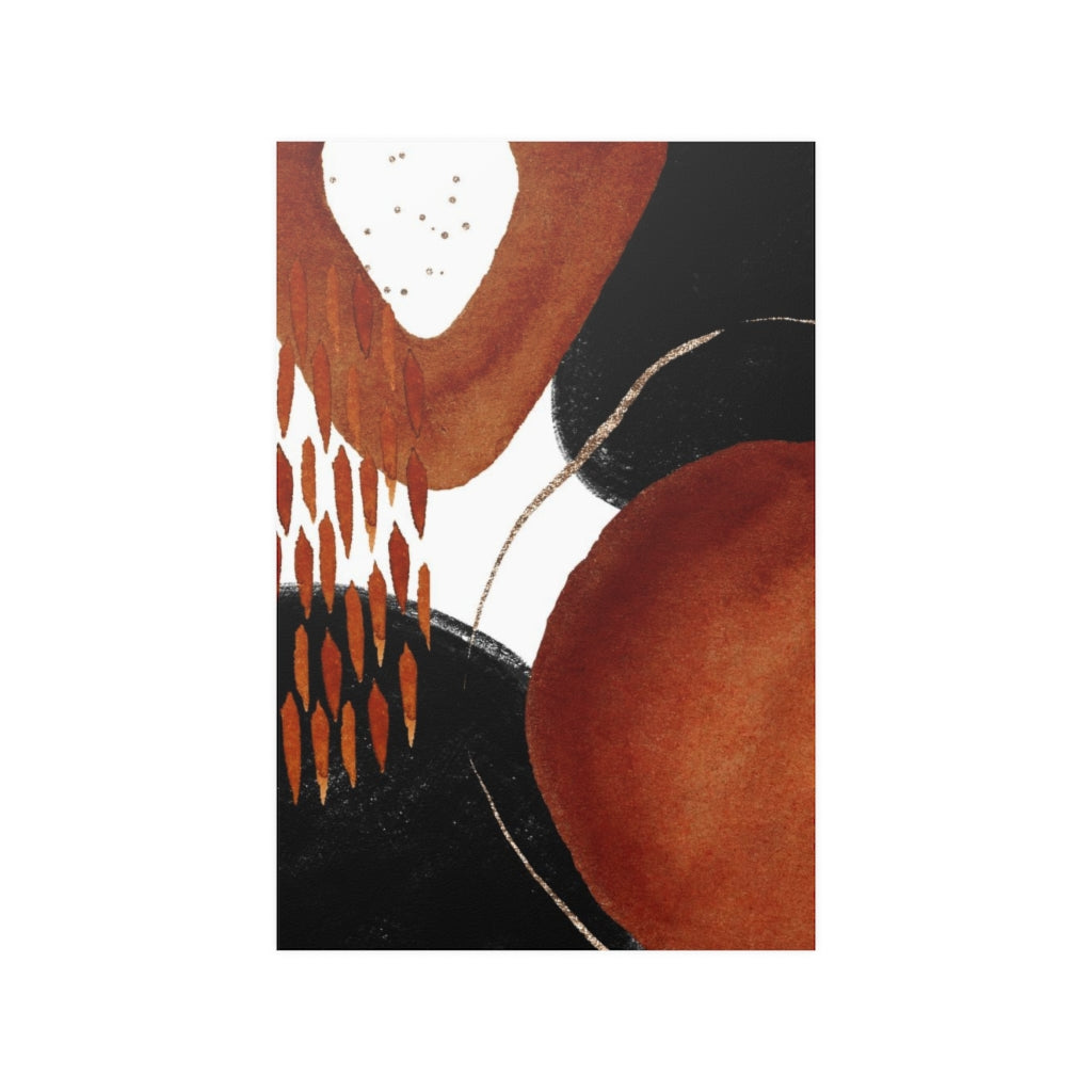 Abstract Boho Art Prints | Burnt Orange Black