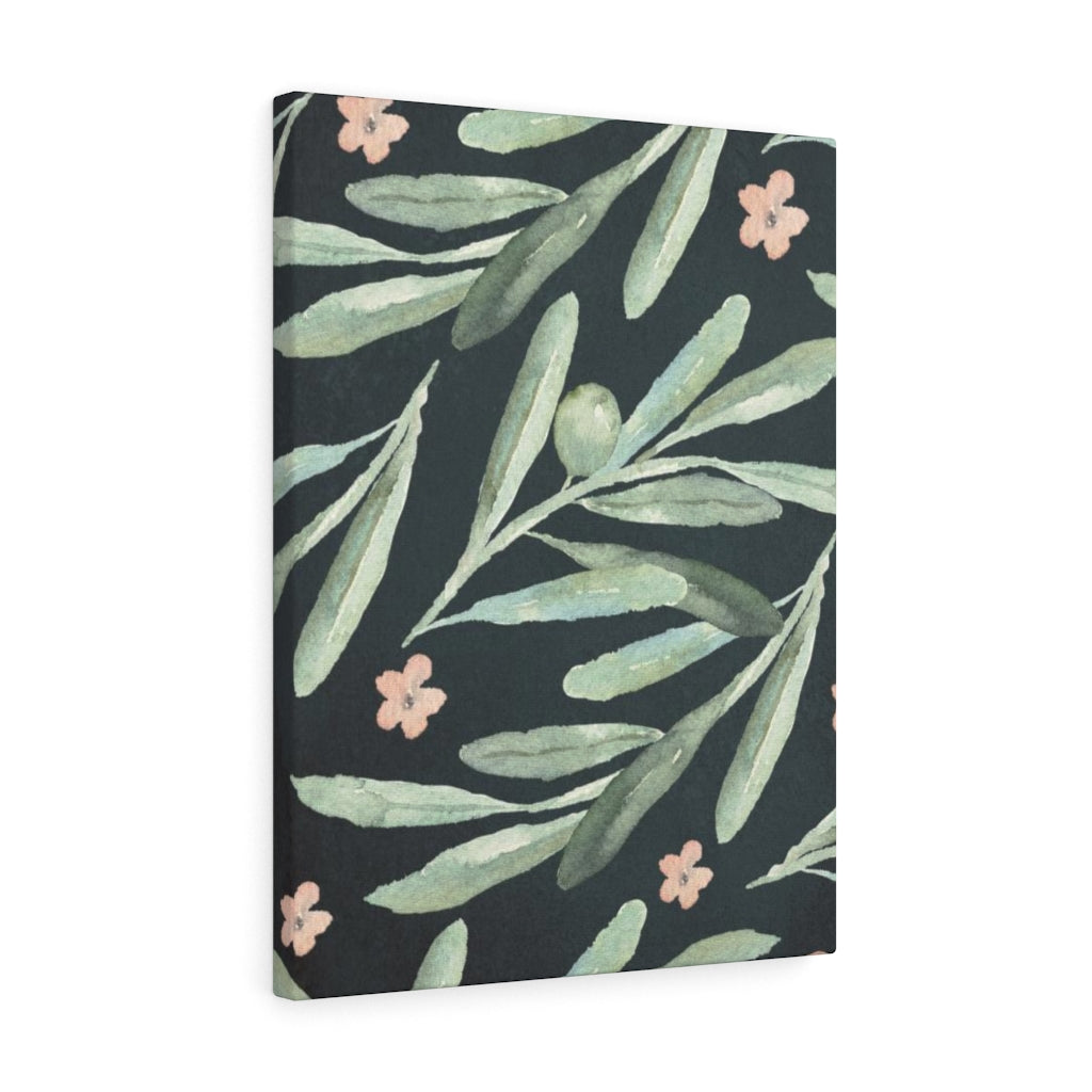 FLORAL WALL CANVAS ART | Green Navy Blue Pink