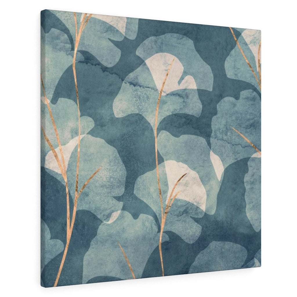 FLORAL WALL CANVAS ART | Blue Beige Ginko