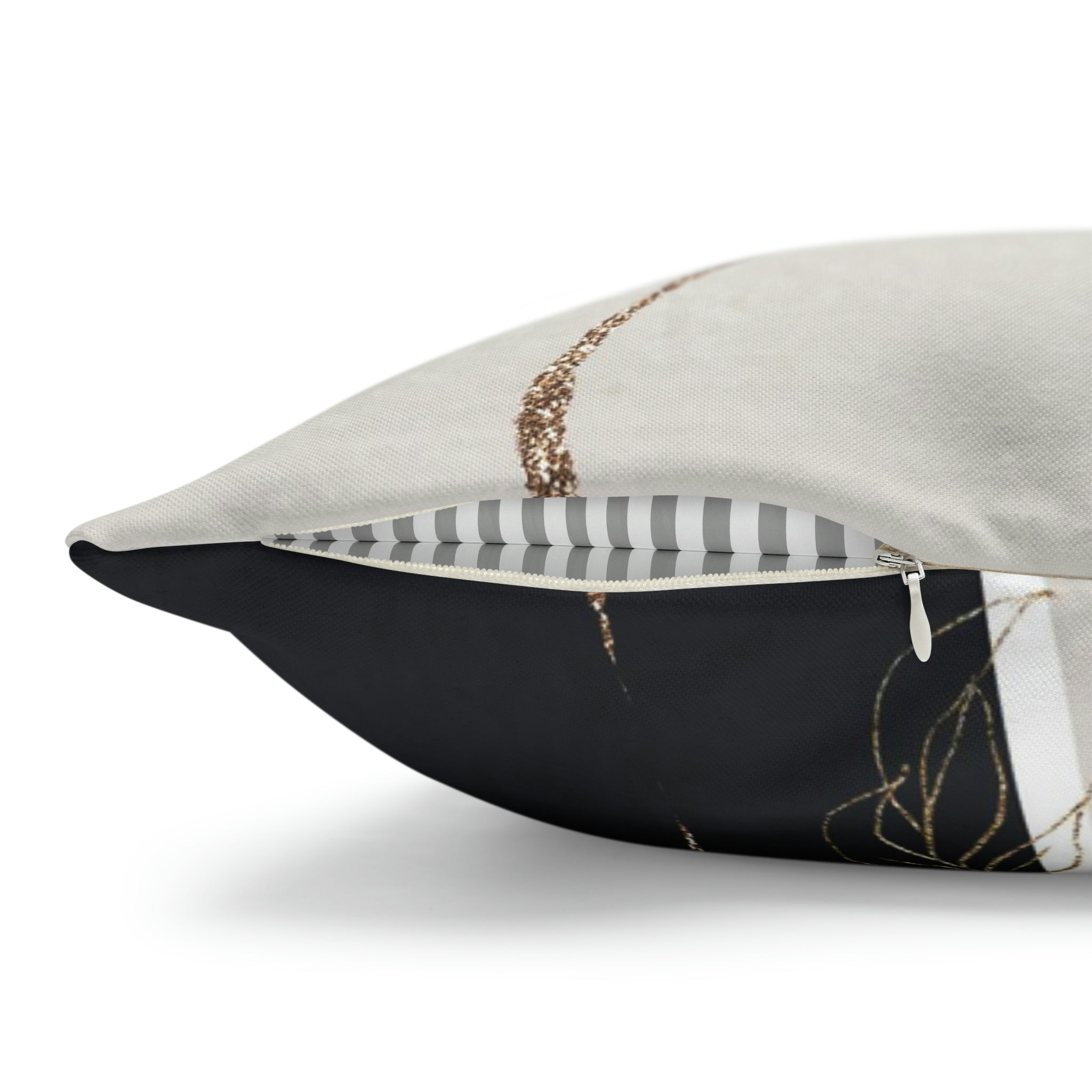Abstract Boho Pillow Cover | Black Cream Beige