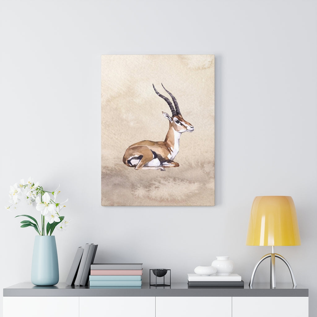 WHIMSICAL WALL CANVAS ART | Beige Watercolor Gazelle
