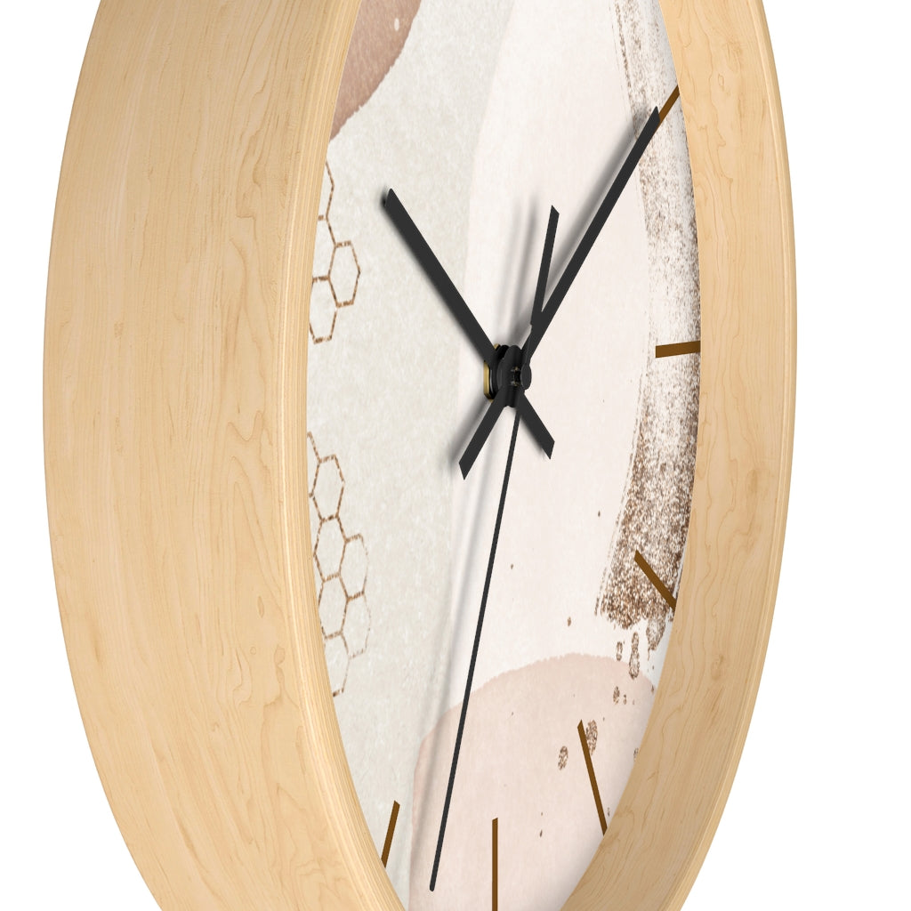 Wood, Wall Clock, Beige and Ivory 10"