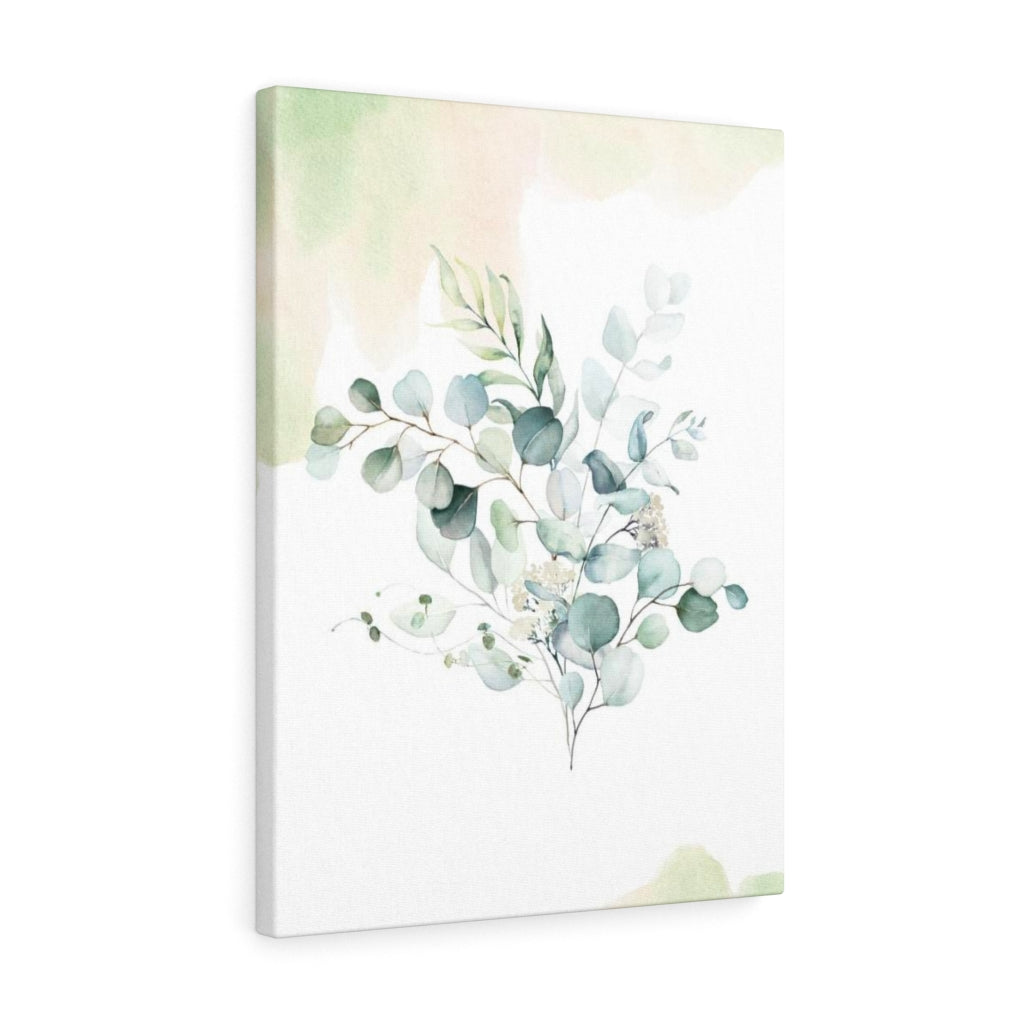 FLORAL WALL CANVAS ART | White Green Eucalyptus Leaves