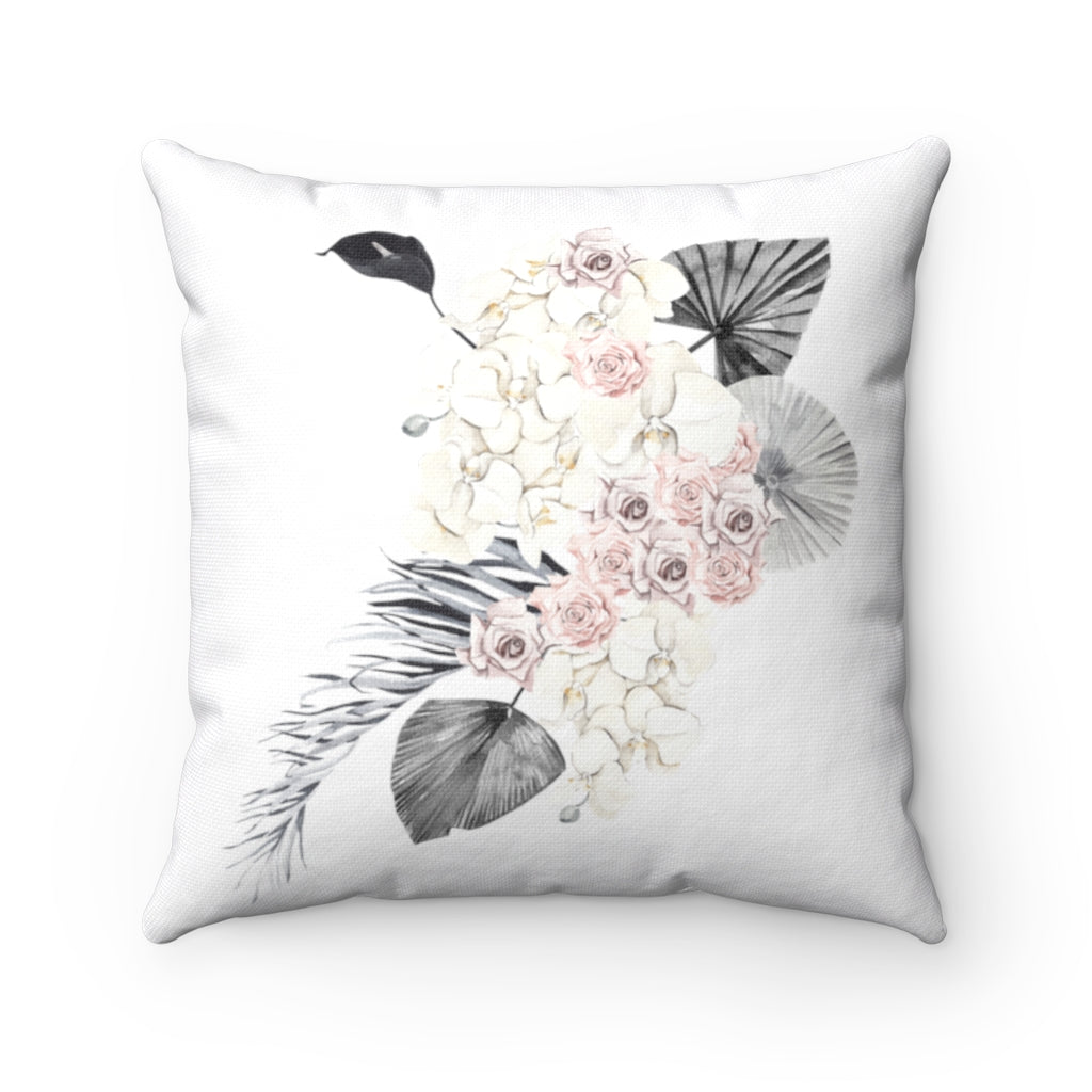 Boho Pillow Cover | Grey Pink Cream | Flowers