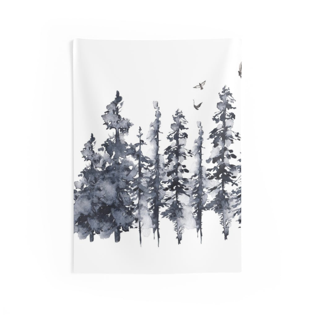 Floral Tapestry | White Indigo Blue Forest