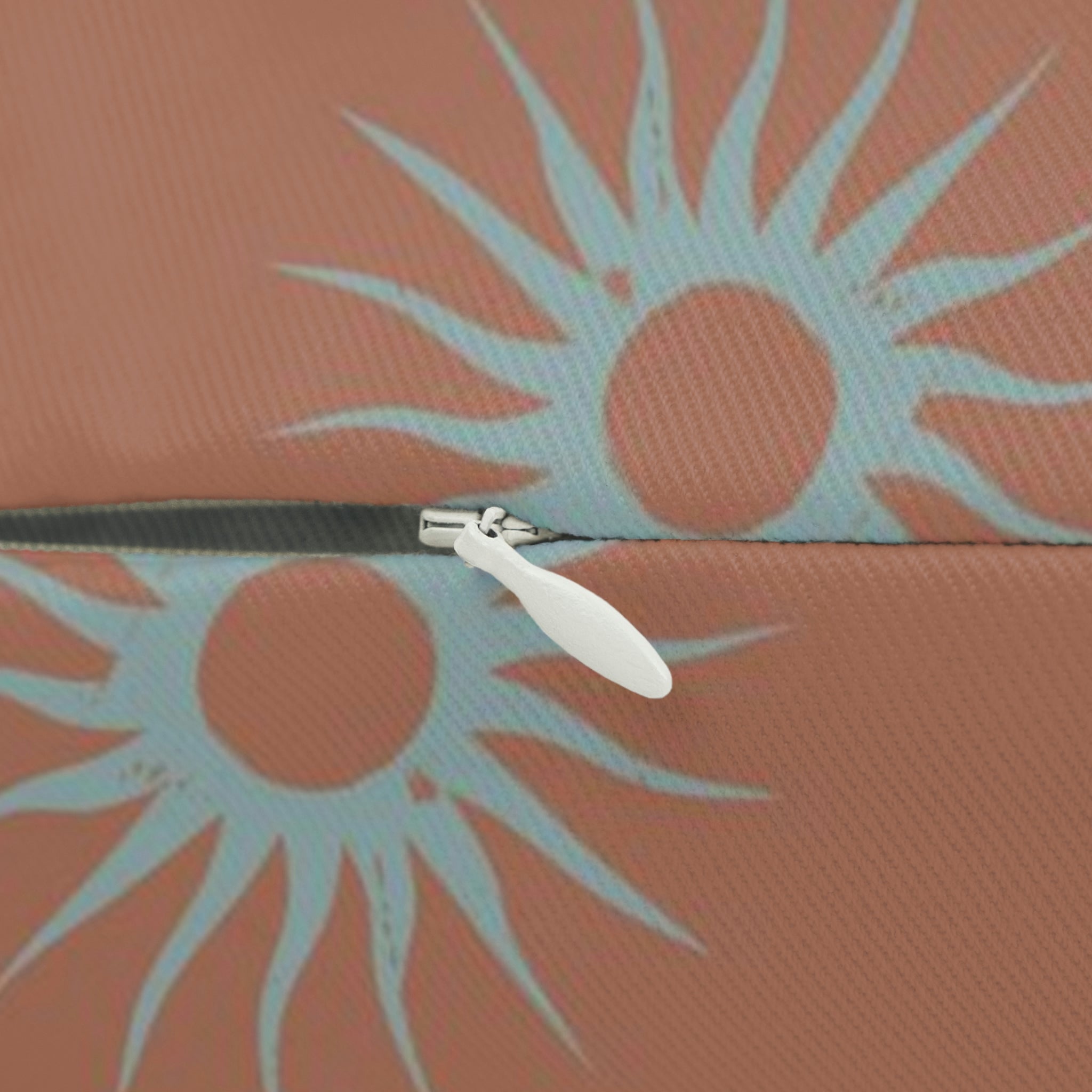 Retro Boho Lumbar Pillow | Neutral Teal Rust Sunbursts