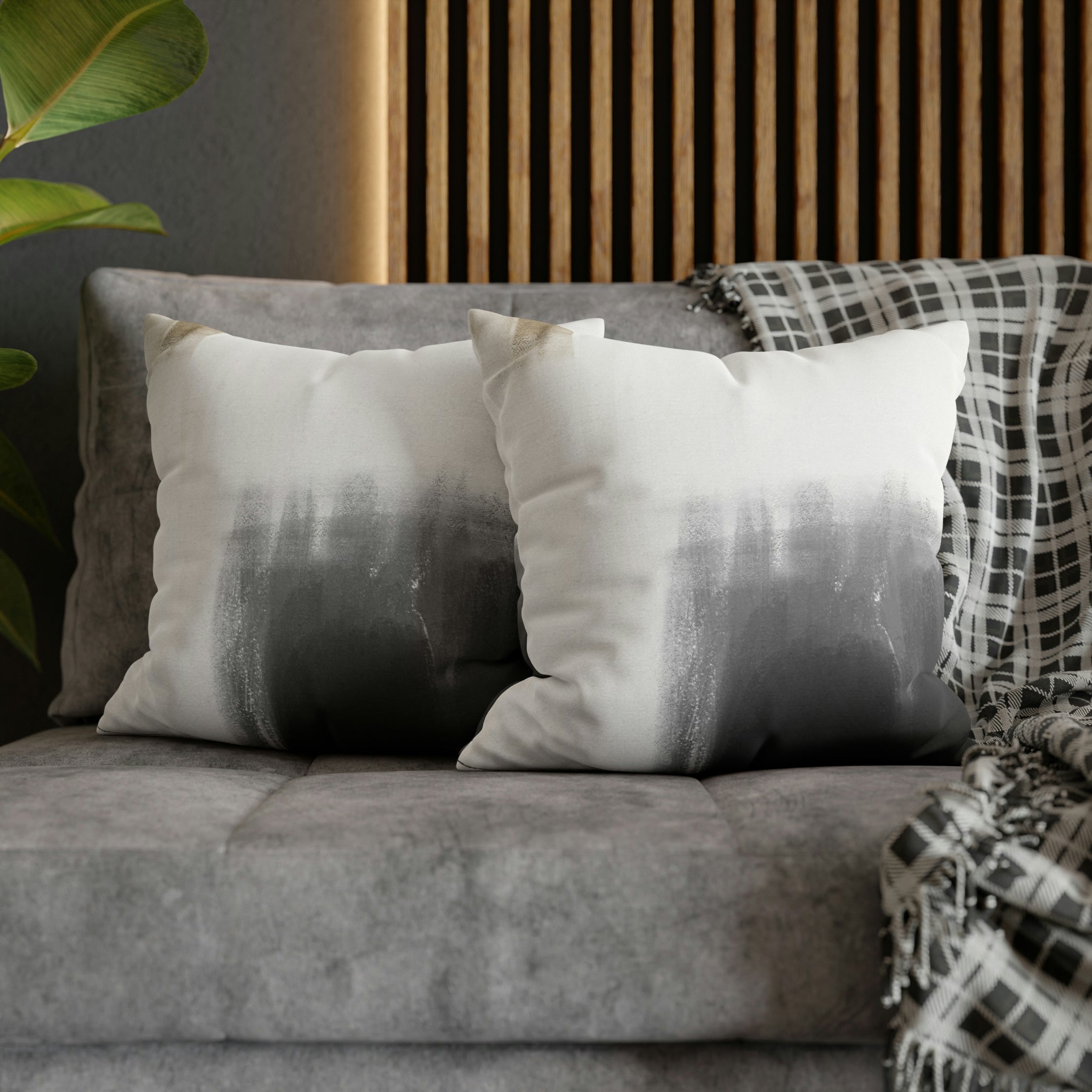 Abstract Boho Pillow Cover | Grey White