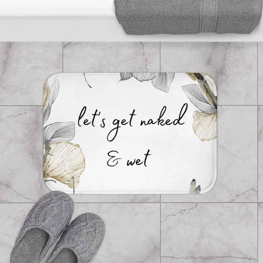 Floral Bath Mat | Get Naked | White Bathroom rug