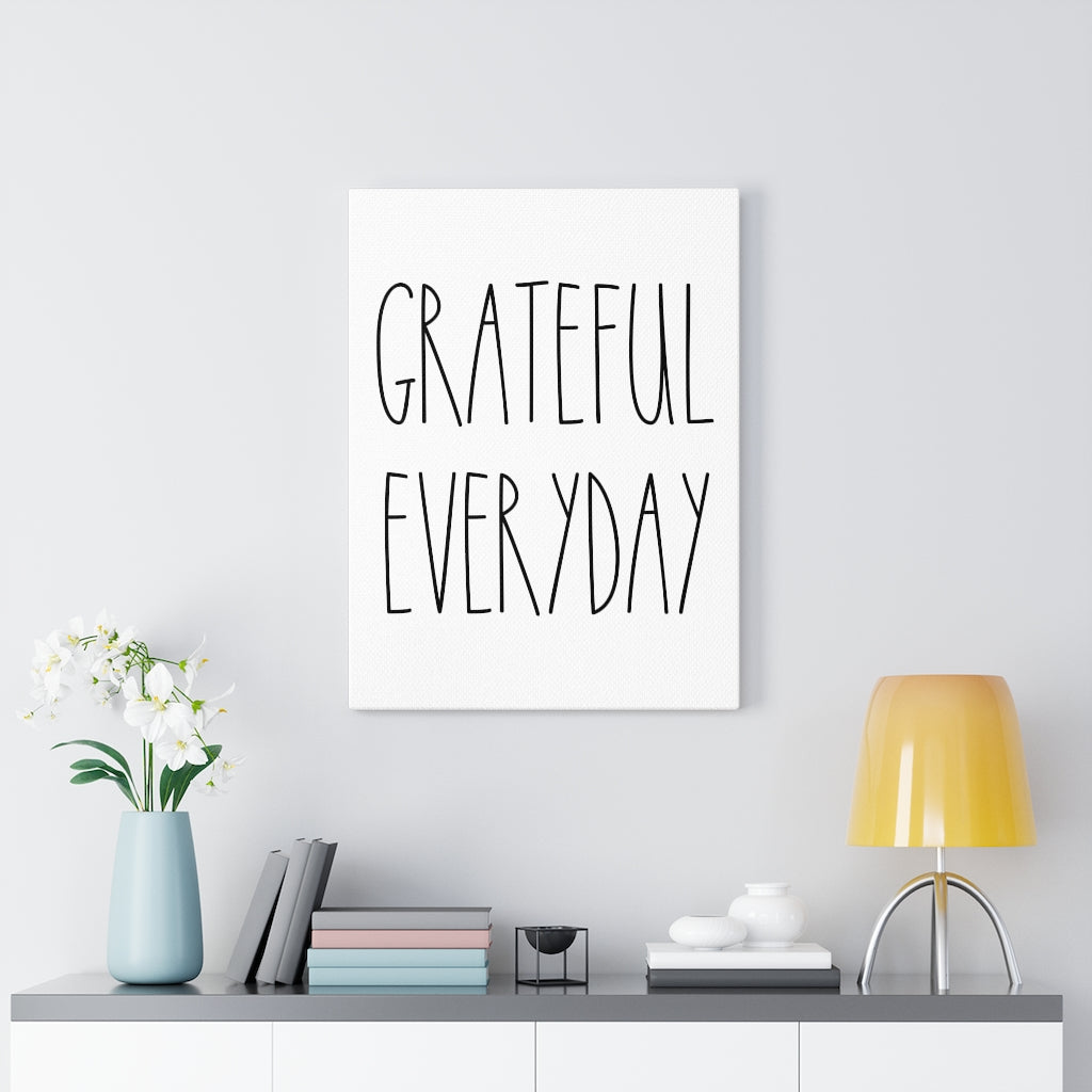 WITH SAYING WALL CANVAS ART | Black White | Grateful Everyday