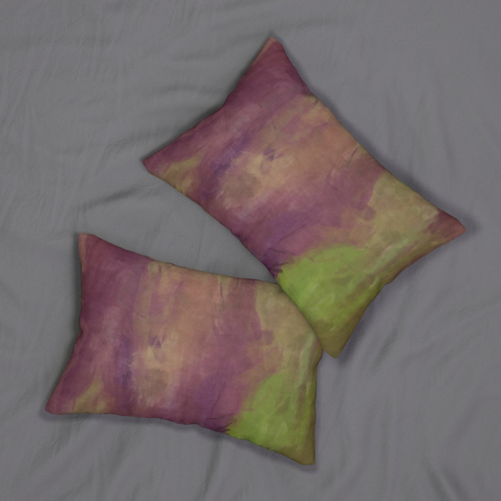 Abstract Boho Lumbar Pillow | Purple Green