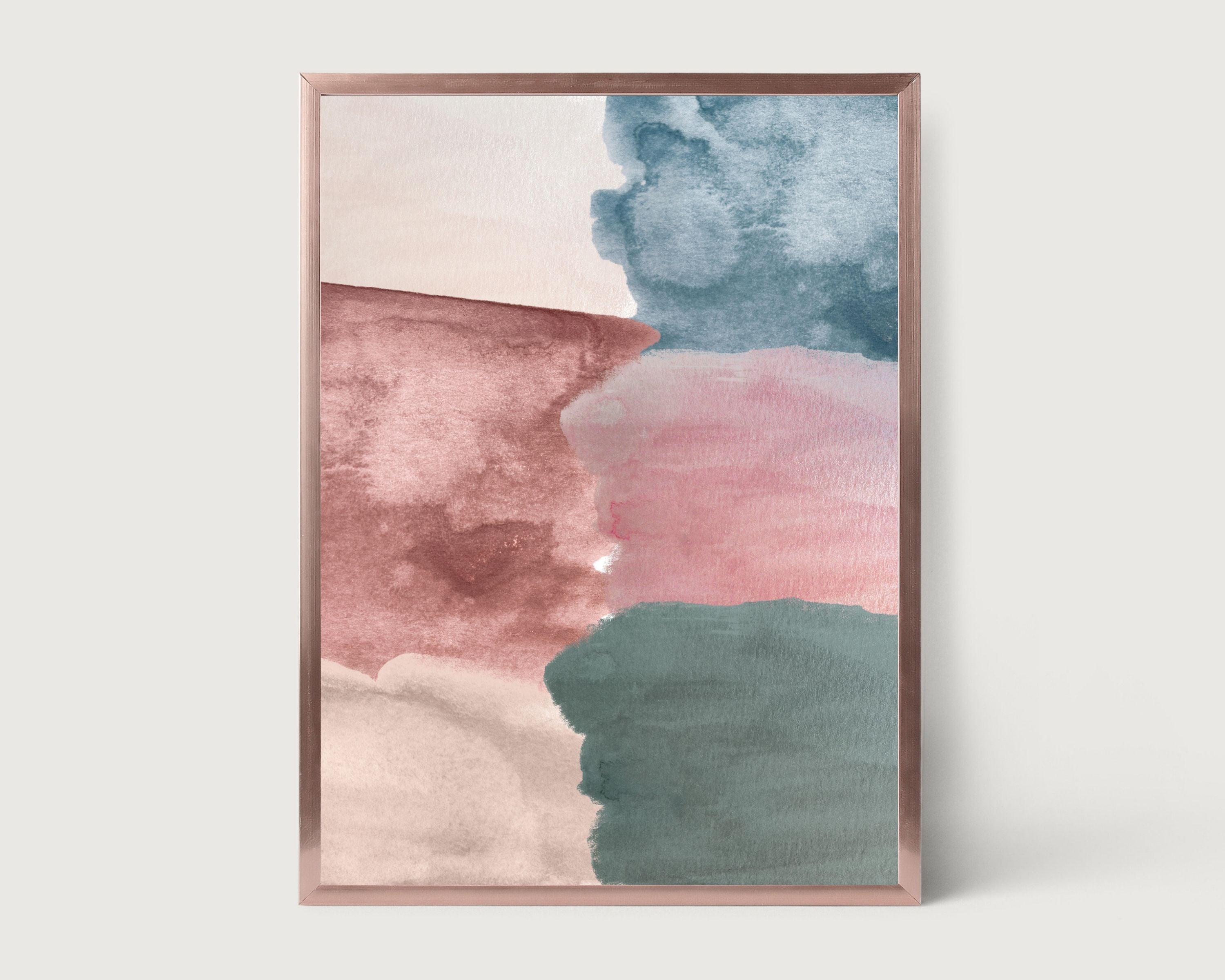 Abstract Boho Art Prints | Beige Green Sky Blue