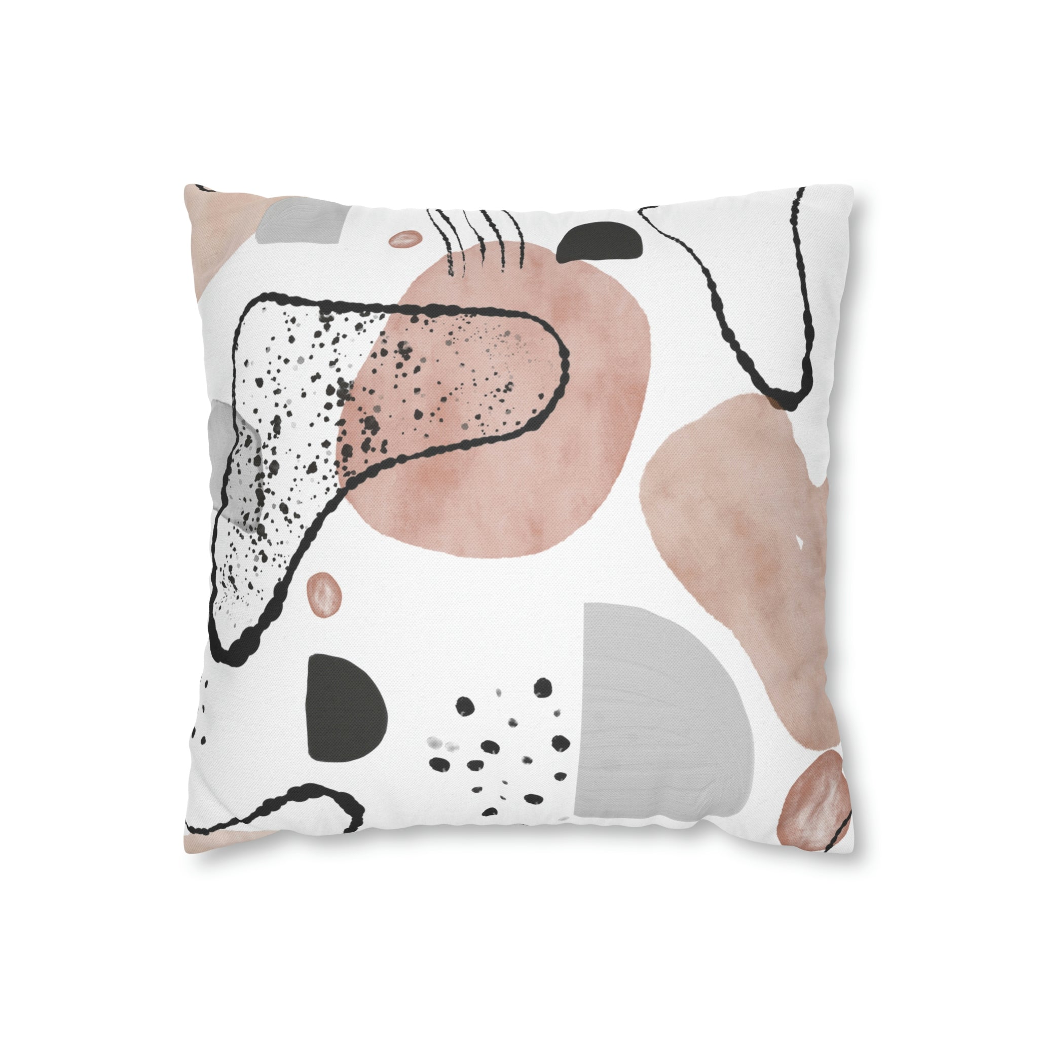 Abstract Pillow Cover | Beige, White, Gray Black