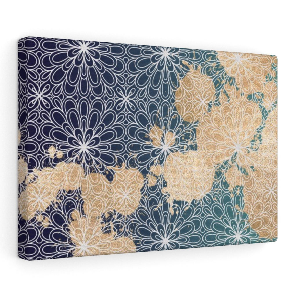 FLORAL CANVAS ART | Teal Navy Beige