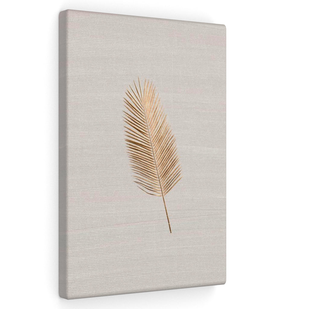 Modern Wall Canvas Art | Beige Gold Feather