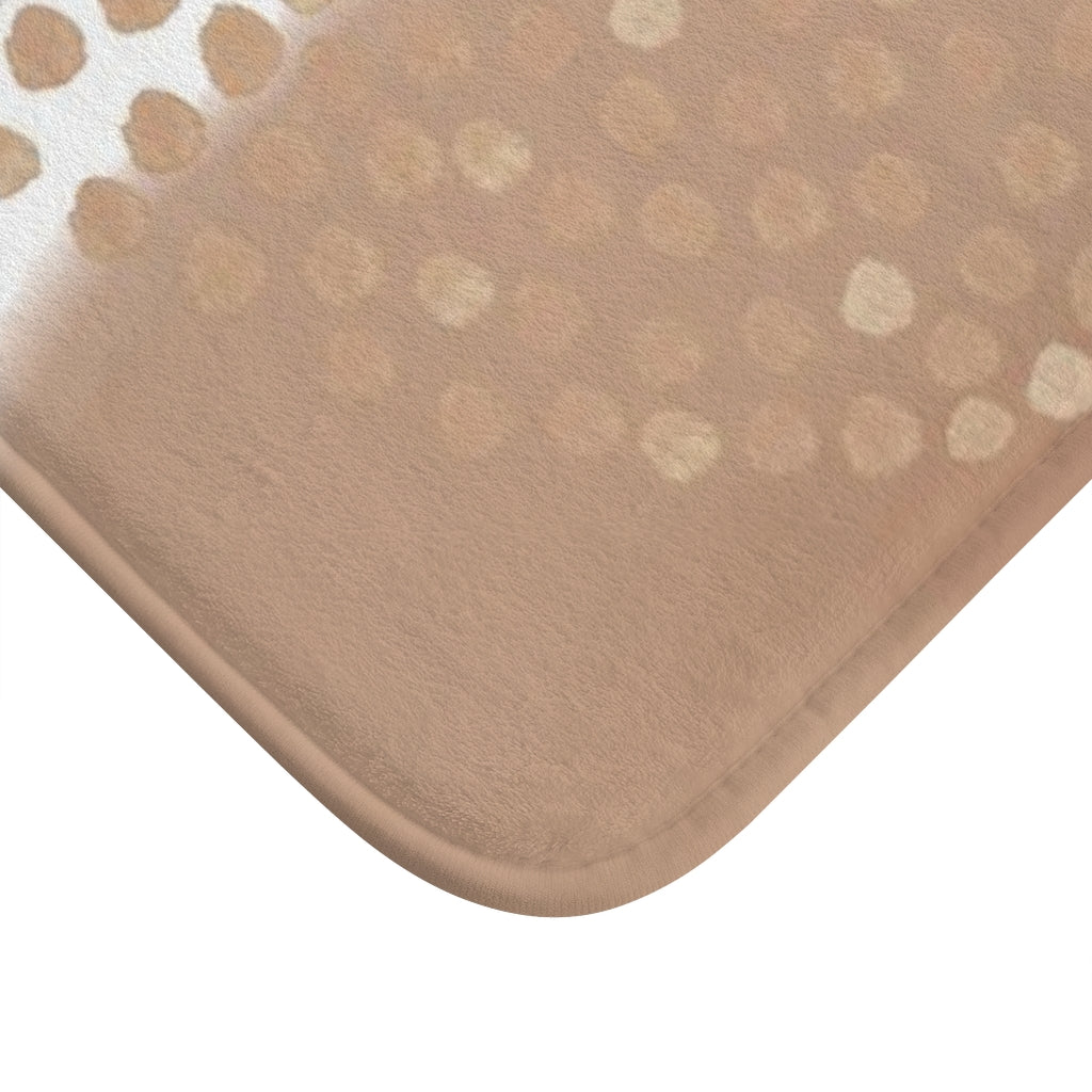 Abstract Boho Bath Mat | Rustic Beige Cream