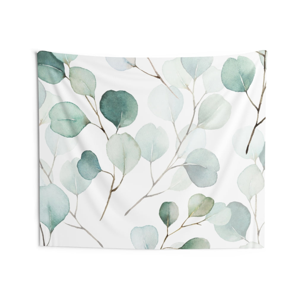 Floral Tapestry | White Green Gold Eucalyptus Leaves