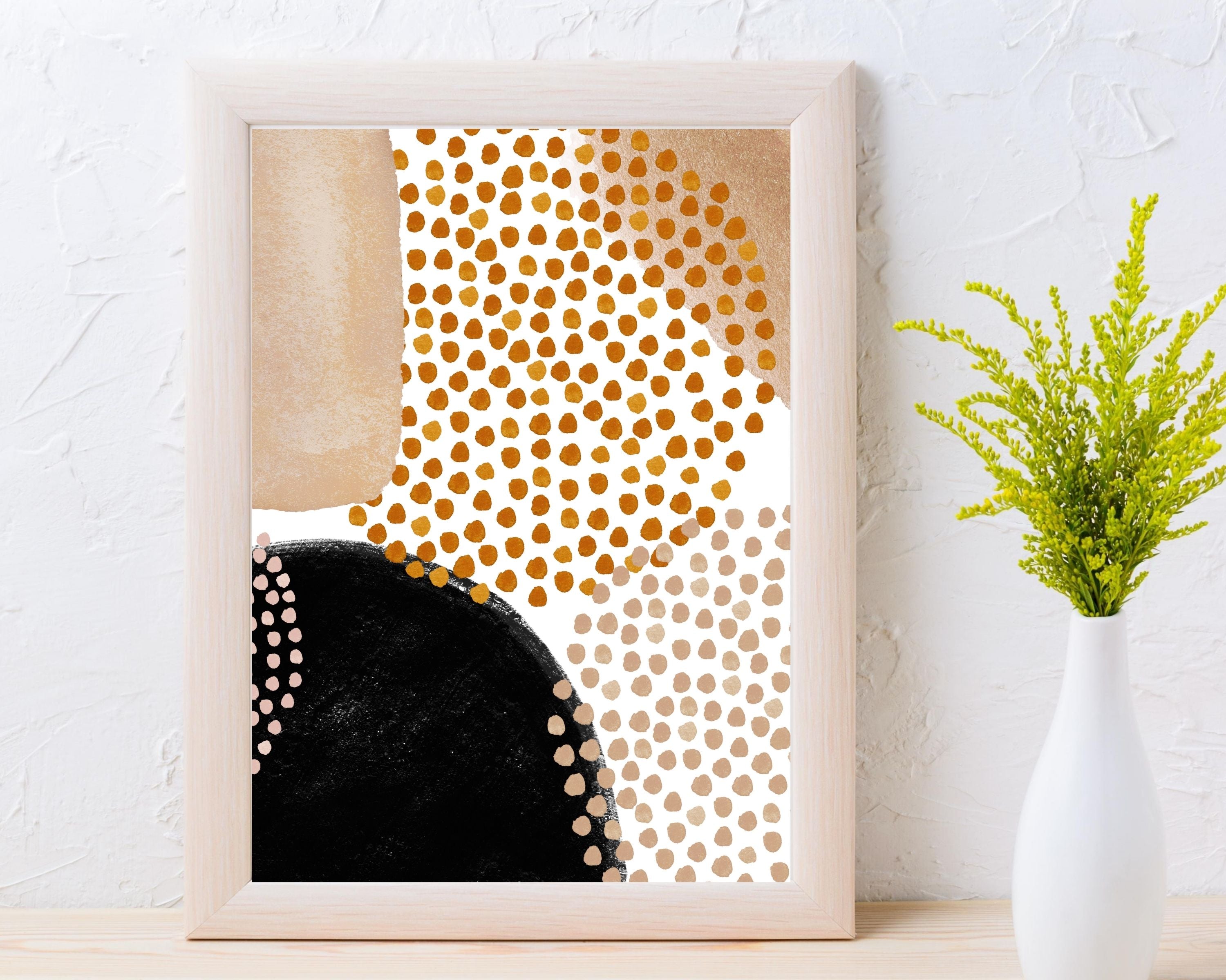 Abstract Boho Art Prints | Burnt Orange Beige Black