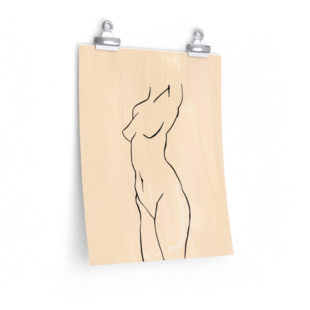 Female Art | Light Beige Black Art Print | Poster