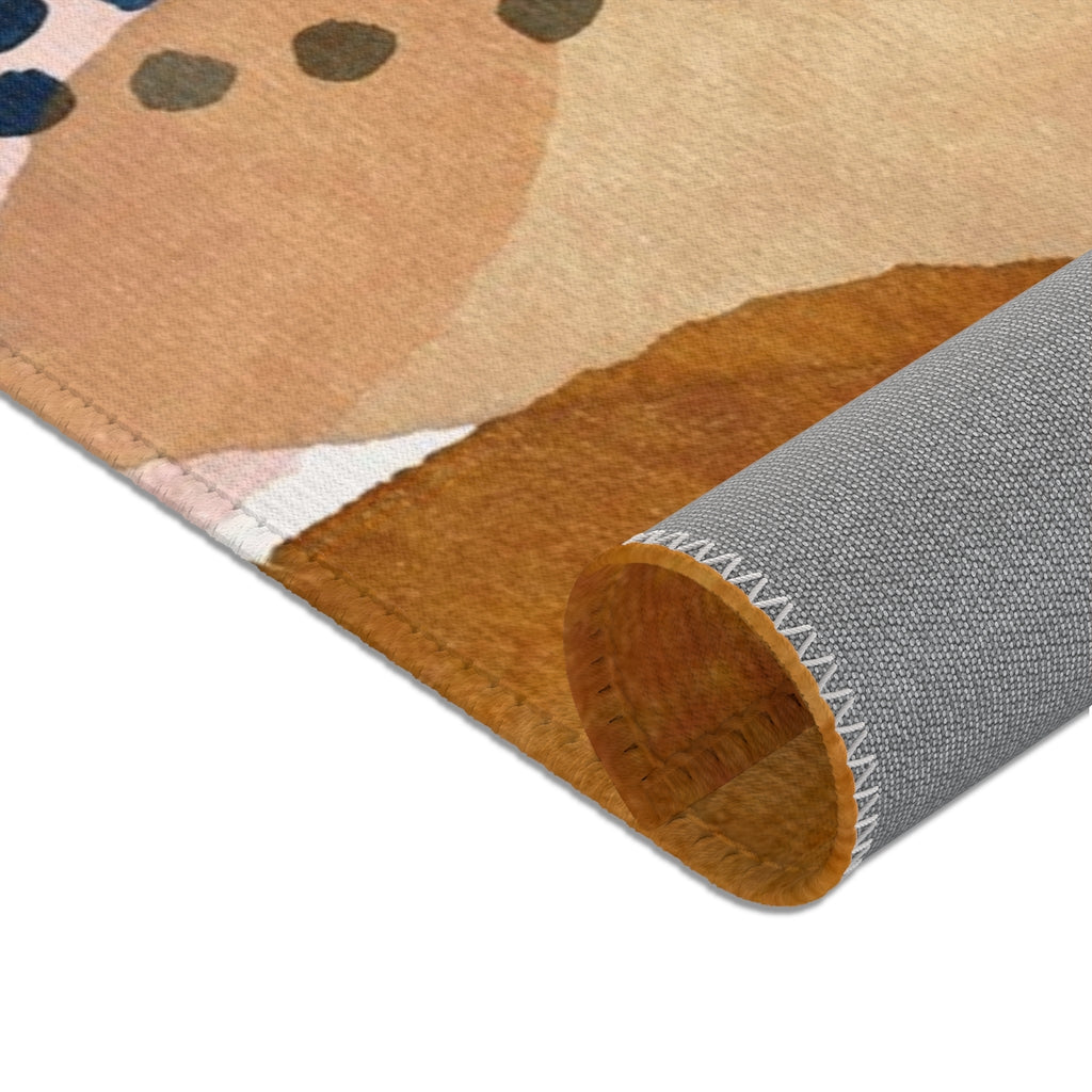 Abstract Area Rug | Rust Navy Orange Pink