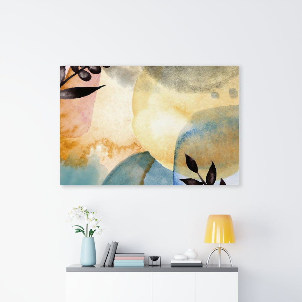 FLORAL WALL CANVAS ART | Yellow Black Blue