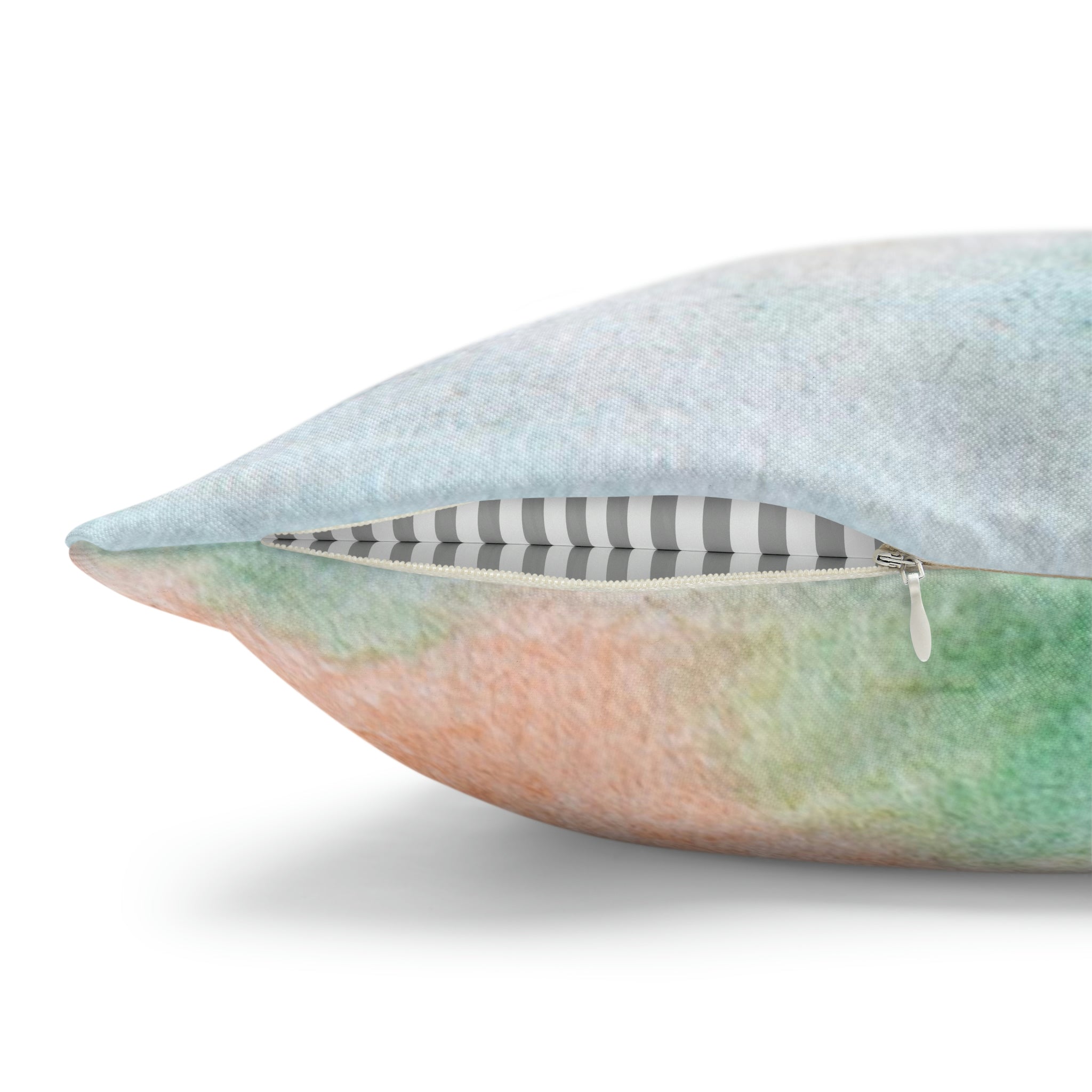 Abstract Boho Pillow Cover | Green Peach Pink Ombre Watercolor