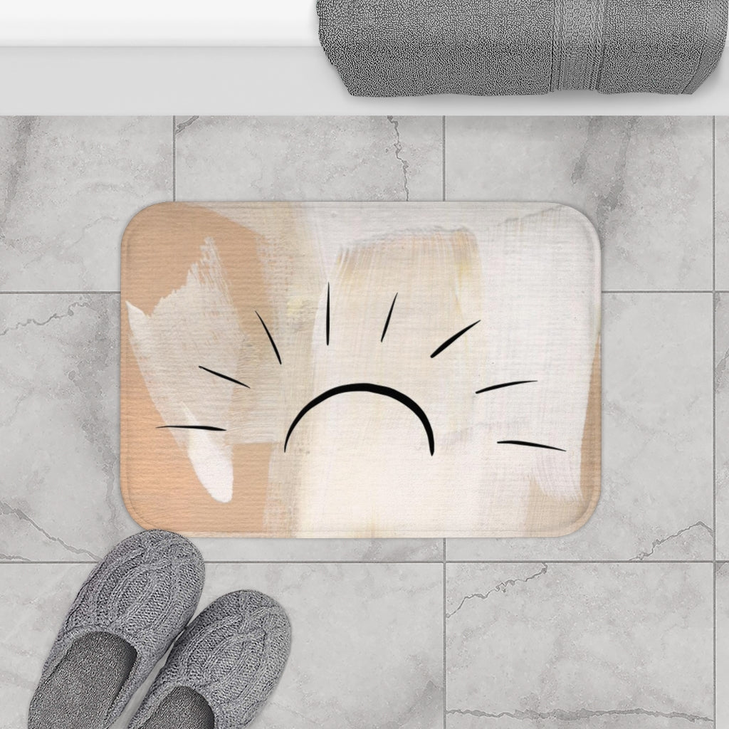 Terracotta Bath Mat | Boho Beige Black Sunrise